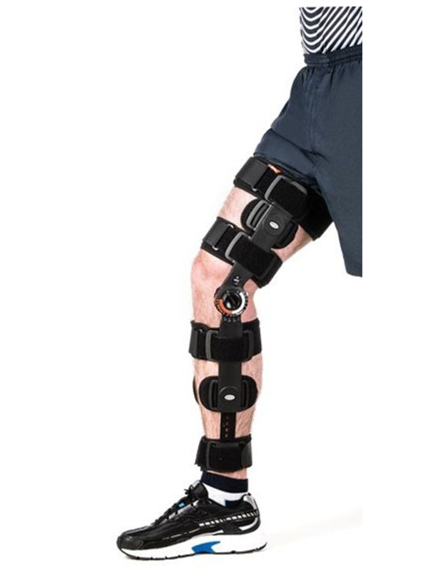 ROM Knee brace covering shin and thigh