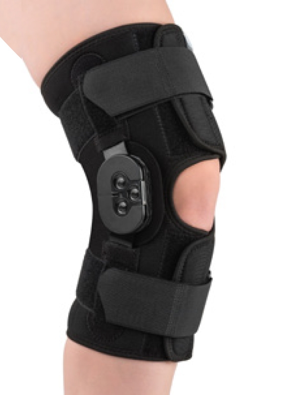Stabilizing knee brace with regulation of flexion movement